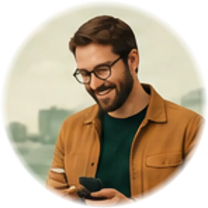 A man checking his phone
